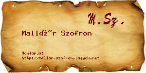 Mallár Szofron névjegykártya
